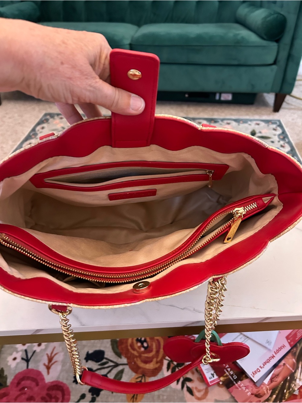 Betsey Johnson 🍒 
Embroidered Cherry Straw Tote  EUC - Picture 11 of 16
